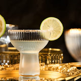 Ribbed Stemless Margarita Glasses with Gold Rim - Set of 4 (10 OZ)