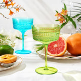 Art Deco Colored Crystal Coupe Glass | Set of 6 | Large 9.6oz