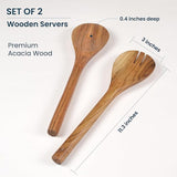Handmade Acacia Wood Salad Servers - Spoon & Fork Set
