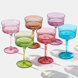 Art Deco Colored Crystal Coupe Glass | Set of 6 | Large 9.6oz