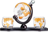 Gold Etched Whiskey Decanter Set Globe, Bourbon (27 Oz) (Gold)