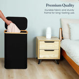 Fine Living 85L Slim Laundry Hamper with Lid & Handles, black