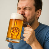 The Wine Savant Middle Finger Beer Glass with Handle - Tall Drinking Glass for Beer, Whiskey, Cocktails – 12.05 oz