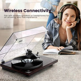 Angels Horn H002BT-BK Bluetooth Turntable Vinyl Record Player (Mahogany)