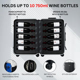 Wine Bottle Suitcase Aluminum | Holds 12 Standard 750 ML Bottles | Universal Airplane Luggage Case, TSA Approved Wheeled Bag For Professionals & Consumers, Gift For Wine Lovers, Connoisseurs (26 IN)