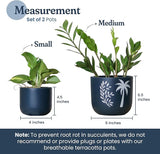 Blue Terracotta Planter Set of 2 – 4” & 6” Pots