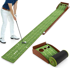 Tangkula 10 FT Golf Putting Green, 2/3-Hole Golf Putting Practice Mat with Auto Ball Return for Indoors & Outdoors