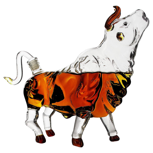 The Wine Savant Charging Bull Heads Up Animal Liquor Decanter