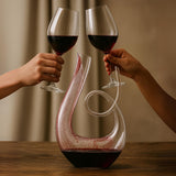 Art Series Swirl Wine Decanter – Hand Blown, Lead-Free Glass with Wide Base for Aeration – Elegant U-Shaped Design with Spill-Reducing Spout – Holds 33.8 oz – Modern Display for Red Wine Lovers