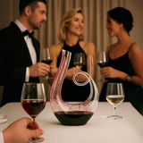 Art Series Swirl Wine Decanter – Hand Blown, Lead-Free Glass with Wide Base for Aeration – Elegant U-Shaped Design with Spill-Reducing Spout – Holds 33.8 oz – Modern Display for Red Wine Lovers