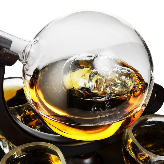 Skull Skeleton Wine & Whiskey Globe Decanter Set - 850 mL