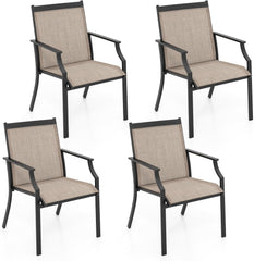 Tangkula Patio Dining Chairs Set of 2, Large Outdoor Chairs with Breathable Seat & Metal Frame