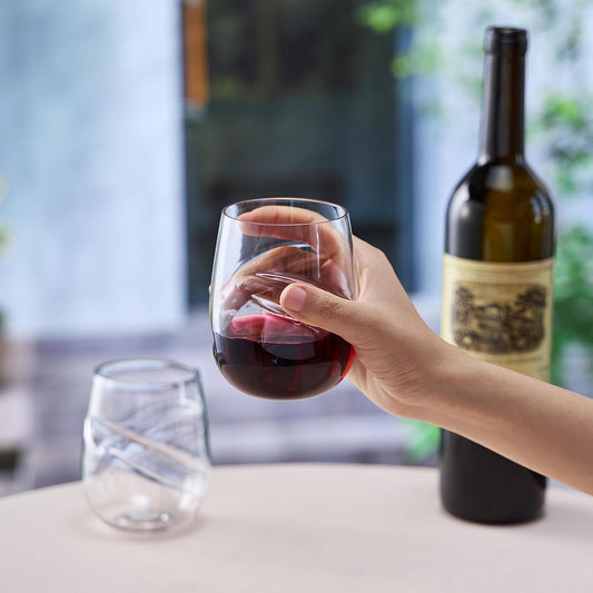 Khen Unbreakable Aerating Stemless Wine Glasses Set of 2-13 oz Clear Glass