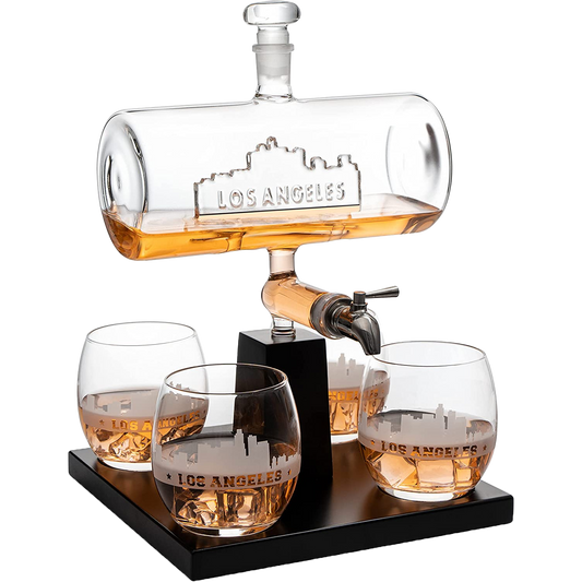 Wine & Whiskey Decanter Set 1100ml with 4 Whiskey Glasses