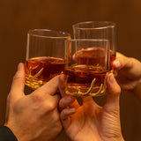 Gold Antler Double Old Fashioned Whiskey Glass, 11.84 oz DOF Tumbler with Decorative Base, Heavy Glassware for Bourbon, Cocktails, Rustic Lodge Bar, Western Decor, Unique Gift for Him or Dad