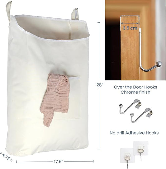 Door Hanging Laundry Bag - Beige - L