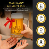 The Wine Savant Middle Finger Beer Glass with Handle - Tall Drinking Glass for Beer, Whiskey, Cocktails – 12.05 oz