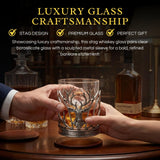 Stag Whiskey Glass, Single Piece, 11.8oz 3.7in Clear Borosilicate Alloy Sleeve