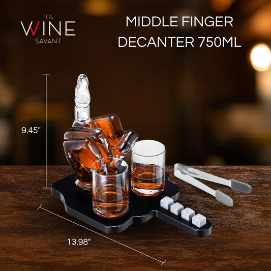 Middle Finger Whiskey Decanter Set With Whiskey Stones - Scotch
