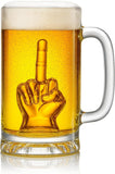 The Wine Savant Middle Finger Beer Glass with Handle - Tall Drinking Glass for Beer, Whiskey, Cocktails – 12.05 oz