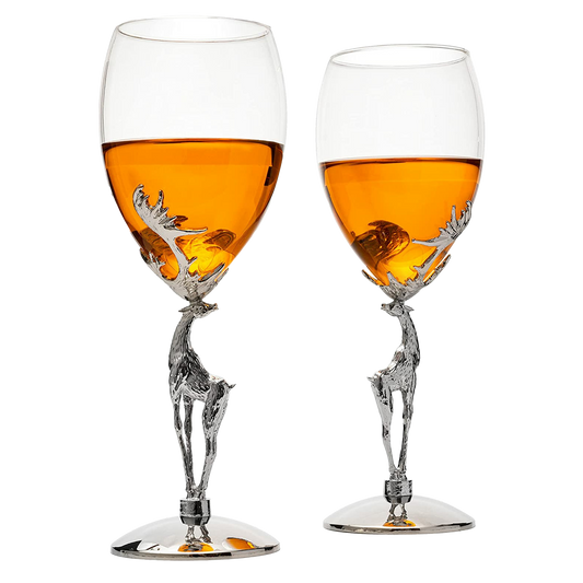 Stag Antler Set of 2 Wine Glasses 9"H (Wine)