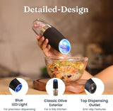 Battery Operated Salt & Pepper Mill with LED Light, Black