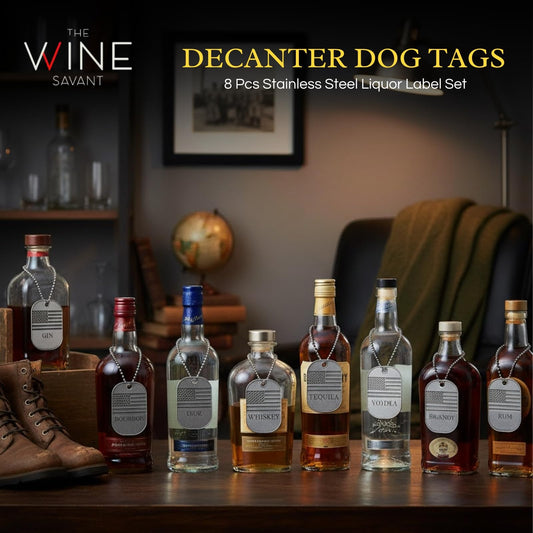 American Flag Decanter Tags, Liquor Bottle Set of 8