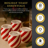 Red Swirl Christmas Ceramic Stemless Shot Glasses  | Set of 4 | 6oz