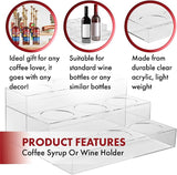 Acrylic Bottle Holder, Coffee Syrup Rack Display Case | 3-Tiered 9 Bottle