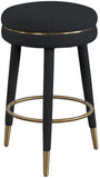 Coral Contemporary Swivel Counter Stool with Luxurious Boucle Fabric and Elegant Gold Accents
