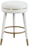 Coral Contemporary Swivel Counter Stool with Luxurious Boucle Fabric and Elegant Gold Accents