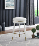 Coral Contemporary Swivel Counter Stool with Luxurious Boucle Fabric and Elegant Gold Accents