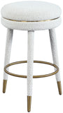 Coral Contemporary Swivel Counter Stool with Luxurious Boucle Fabric and Elegant Gold Accents