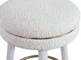 Coral Contemporary Swivel Counter Stool with Luxurious Boucle Fabric and Elegant Gold Accents