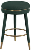 Coral Contemporary Swivel Counter Stool with Luxurious Boucle Fabric and Elegant Gold Accents