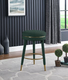 Coral Contemporary Swivel Counter Stool with Luxurious Boucle Fabric and Elegant Gold Accents