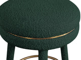 Coral Contemporary Swivel Counter Stool with Luxurious Boucle Fabric and Elegant Gold Accents