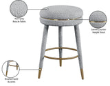 Coral Contemporary Swivel Counter Stool with Luxurious Boucle Fabric and Elegant Gold Accents
