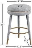 Coral Contemporary Swivel Counter Stool with Luxurious Boucle Fabric and Elegant Gold Accents