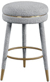 Coral Contemporary Swivel Counter Stool with Luxurious Boucle Fabric and Elegant Gold Accents