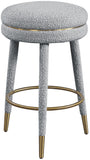 Coral Contemporary Swivel Counter Stool with Luxurious Boucle Fabric and Elegant Gold Accents