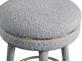 Coral Contemporary Swivel Counter Stool with Luxurious Boucle Fabric and Elegant Gold Accents