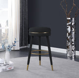 Coral Contemporary Swivel Bar Stool with Luxurious Boucle Upholstery and Elegant Gold Accents