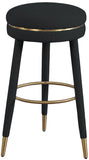 Coral Contemporary Swivel Bar Stool with Luxurious Boucle Upholstery and Elegant Gold Accents