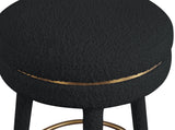 Coral Contemporary Swivel Bar Stool with Luxurious Boucle Upholstery and Elegant Gold Accents