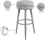 Coral Contemporary Swivel Bar Stool with Luxurious Boucle Upholstery and Elegant Gold Accents
