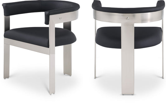 Romeo Dining Chairs Set of 2 - Contemporary Vegan Leather with Chrome Frame for Stylish Comfort