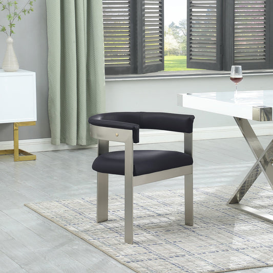 Romeo Dining Chairs Set of 2 - Contemporary Vegan Leather with Chrome Frame for Stylish Comfort
