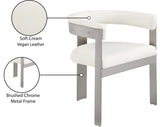 Romeo Dining Chairs Set of 2 - Contemporary Vegan Leather with Chrome Frame for Stylish Comfort