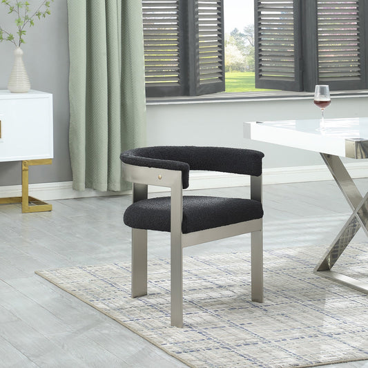 Romeo Dining Chairs Set of 2 - Elegant Upholstered Design with Brushed Chrome Frame for Modern Style